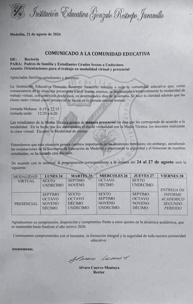 Programación para la siguiente semana.